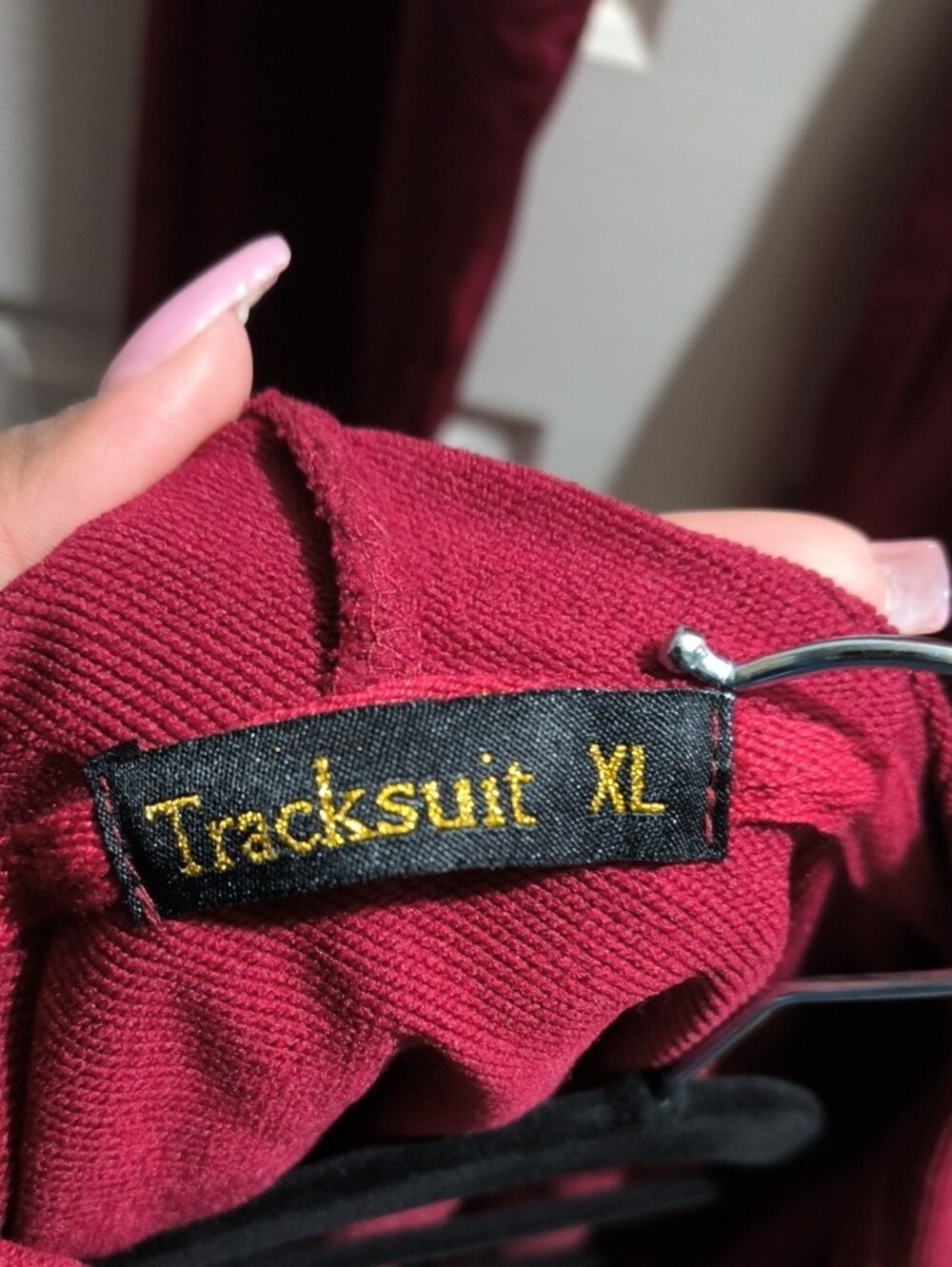 Women’s Burgundy Hoodie & Jogger Set - Zip Front Track Pants - Picture 4 of 5